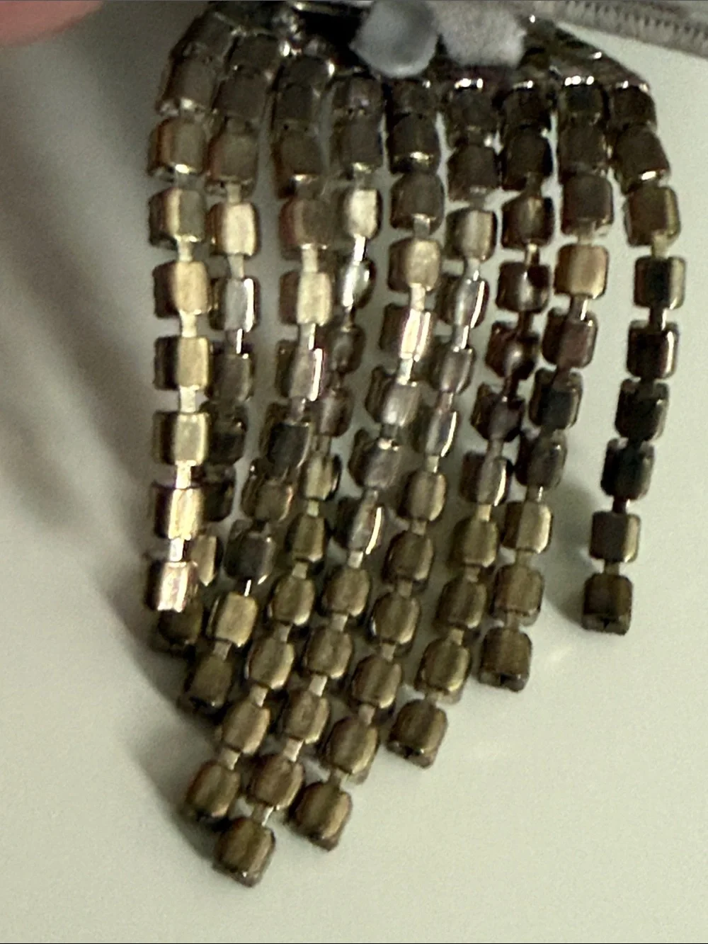 Bullocks department store Vintage long rhinestone fringe statement pin brooch